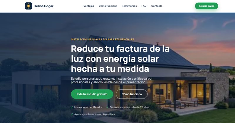 Imagen de la demo Helios Hogar: reduce tu factura de la luz con energía solar hecha a tu medida