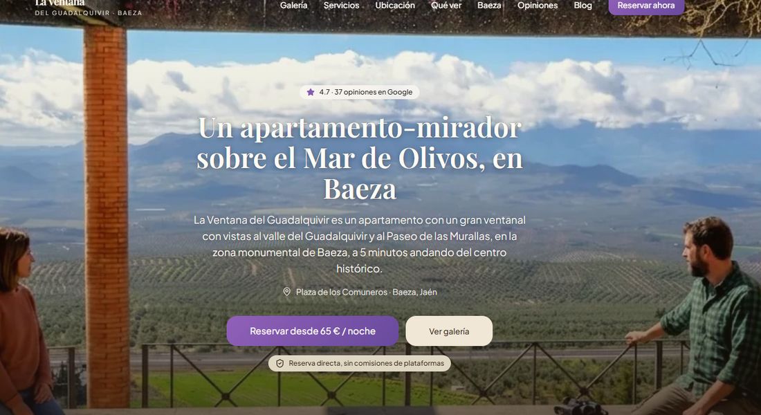 Web de La Ventana del Guadalquivir: apartamento-mirador sobre el Mar de Olivos, en Baeza